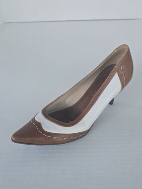 UNITED BAMBOO Made In Italy Brown and White Heel Pumps